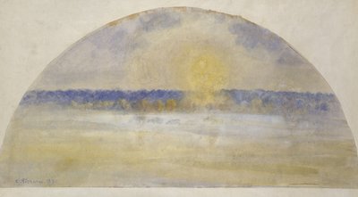 Puesta de sol y niebla, Eragny de Camille Jacob Pissarro